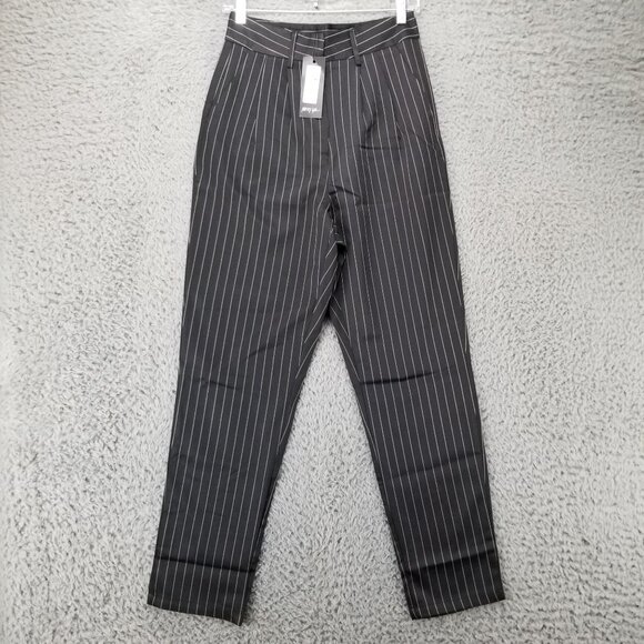 Nasty Gal Pants - Nasty Gal Pants Womens 8 Black Pinstripe Up Your Life High Waisted *NWT*